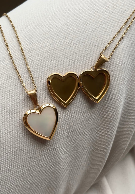 Pearl heart locket