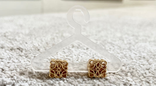 Gold L earrings