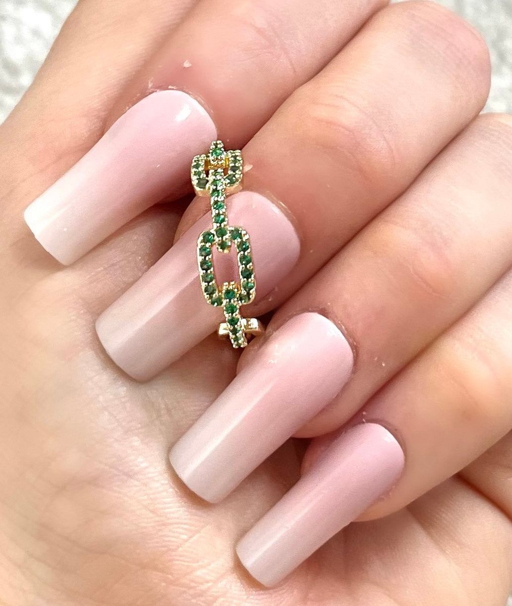Emerald Sparkle Loop Ring